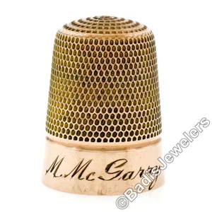 Antique Art Deco 9K Gold Engraved Etched Large Collectible Sewing Thimble 1920 - Picture 1 of 5