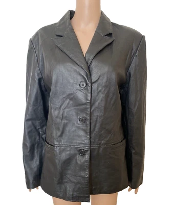 Chaqueta Blazer Vintage CLIO Cuero Negro Grande - Excelente Foto 1 de 4