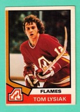 (1) TOM LYSIAK 1974-75 O-PEE-CHEE # 68 FLAMES ROOKIE EX/EX+ CARD (H8891)