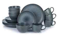 16 Piece Dinner Set Reactive Glaze Grey Crockery Dinnerware Plates Bowls Mugs
