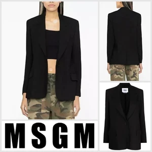 MSGM Blazer Jacket Size UK 10 IT 42 Single Breasted Lined MADE IN ITALY - Black - Picture 1 of 9