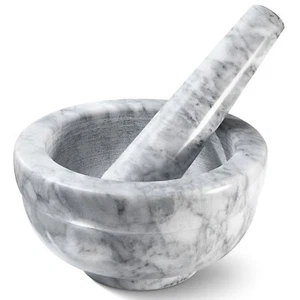 Mortar And Pestle Set Marble Grey 3.75 Inches Diameter - Picture 1 of 7