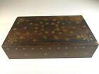 Rosewood Jewelry Box with Brass Inlay Floral Designs