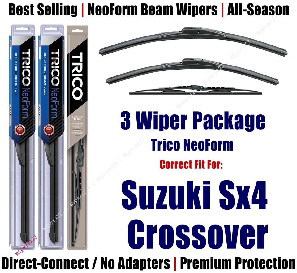 3-Pk Premium Beam Wiper Blades - fit 2012 Suzuki SX4 Crossover- 16260/140/10B Foto 1 de 1