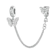 💖 Butterfly Safety Chain Charm Spacer Stopper Genuine 925 Sterling Silver 💖