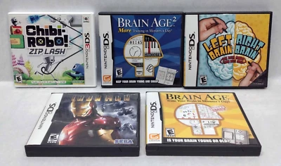 DS / 3DS - 5 Game Lot - Brain Age, Brain Age 2, Chibi-Robo, Iron Man+ - Image 1 of 4