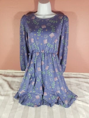 Niñas Disney Vestido Deseo Púrpura Floral XL 14 Manga Larga Volantes Tejido Lazo Nuevo con Etiquetas Foto 1 de 4