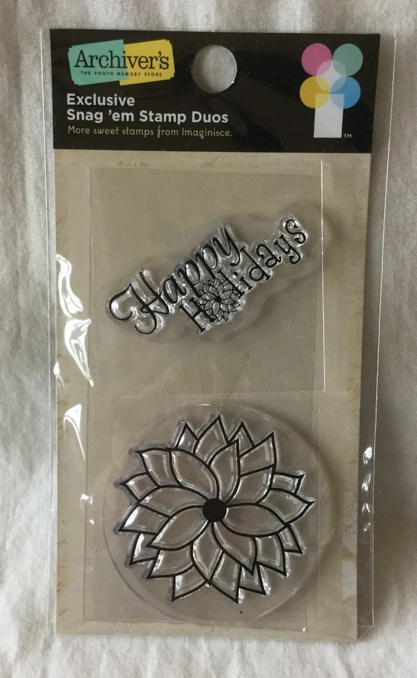 NUEVO Exclusivo Archiver's Snag 'Em Stamp Duos Imaginisce - Felices Fiestas Flor  Foto 1 de 2