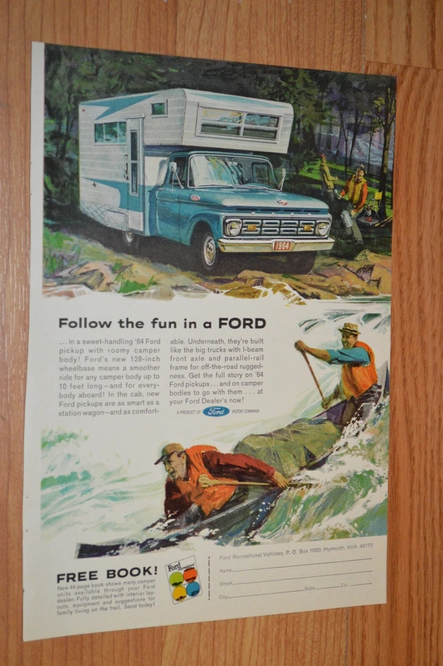 1964 年福特卡车原装广告印刷广告-64 F100 F150 F250 拾音器 — 第 1/1 张图片