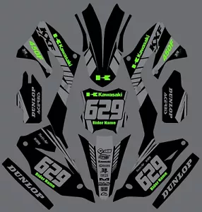 Graphic Kit for 2019-2023 Kawasaki KX450f KX 450f Black Gray Green Decals - Foto 1 di 1