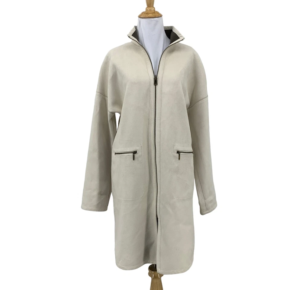 Abrigo midi Yansi Fugel para mujer S pequeño imitación gamuza cremallera completa chaqueta de microfibra Foto 1 de 4