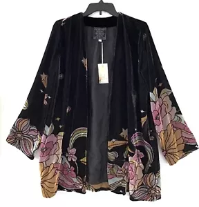 Giacca di velluto multicolore nuova con etichette Johnny Was Jade Andy nera floreale floreale reg $505 - Foto 1 di 3