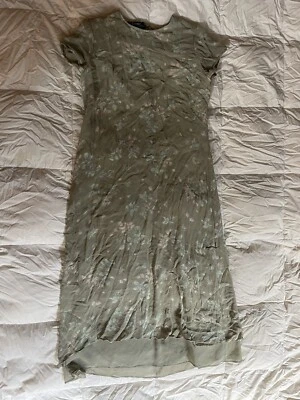 Vestido 100% seda verde salvia floral Ralph Lauren Foto 1 de 4