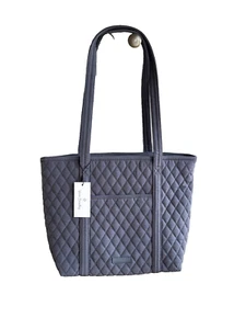 Vera Bradley Small Vera Tote Bag Carbon Gray Microfiber New with Tags - Picture 1 of 7