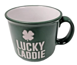LUCKY LADDIE Green White Shamrock Clover Cottage Mug 14oz - Picture 1 of 7