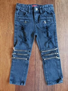 Haus Of JR Toddler Kids Distressed Zippers Punk Rock Black Jeans Size 4T - Picture 1 of 6