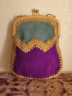 Vintage Renaissance Fair Woven Leather Metal Clasp Phone Coin Side Satchel Purse - Image 1 of 3