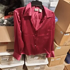 Clifford & Wills WMN Rotwein 100% Seide Bluse Knopfleiste Shirt Tunika Gr.L PreLove - Bild 1 von 8
