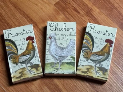 3 HomArt Matches 4" Decorative Candle Fireplace Wooden Chicken Rooster NEW - Image 1 of 3