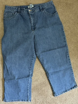 Pantalones cortos capri de mezclilla elásticos de algodón calce relajado para mujer CHEROKEE talla 14 Foto 1 de 4