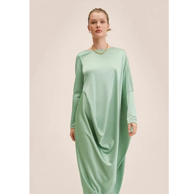 Maxi Vestido Mango Verde Menta Asimétrico Drapeado Talla 8 Manga Larga Colección Ramadán Foto 1 de 4