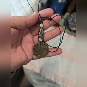 Chinese Coin Pendant Necklace Ancient Amulet Bronze Beads Boho Ethnic - Picture 1 of 7