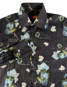 Nodus Maskulin Latein Herren Hemd Gr. 16/41 schwarz geblümt langarm Knopf gebraucht - Bild 1 von 19