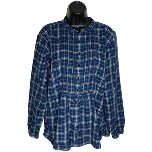 Vtg LL Bean Shirt Womens Large Flannel Plaid Lightweight Pintuck Western Cottage - Picture 1 of 17