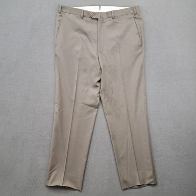 Pantalones de vestir de lana Ermenegildo Zegna para hombre talla 38 frente plano tostado negocios informales Foto 1 de 4