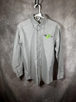 Camisa de vestir LL Bean Oxford para hombre 15 1/2-34 gris con botones bordada Grinch Foto 1 de 4