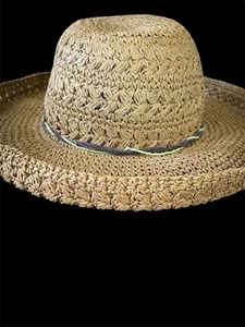 Vintage Raffia Wide Brim Hat Boho Never Worn Estate Piece - Picture 1 of 10