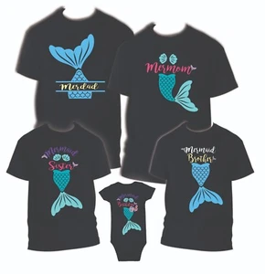 Mermaid Family Shirts Birthday Party Celebration Merdad Mermom Mermaid Sister - Picture 1 of 10