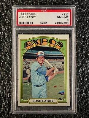 1972 Topps Baseball High Number #727 Jose Laboy PSA 8 - Image 1 of 2
