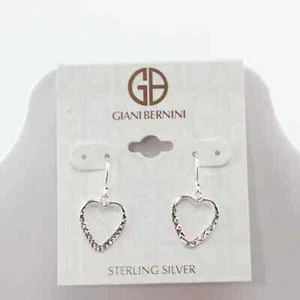 Giani Bernini 1" Sterling Silver Open Heart Fish Hook Earrings - Picture 1 of 3