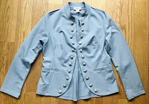 Damen Jersey-Blazer – taubenblau – mit vielen Knöpfen – Gr. 40 – NEU - Bild 1 von 10