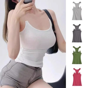 Y-Back Tank Tops Sleeveless Shirt Invisible Clear Straps Vest Tees Sexy Camisole - Picture 1 of 23