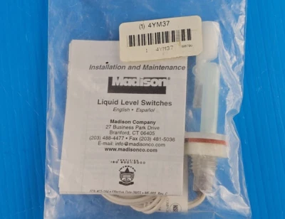SEALED Madison 4YM37 Liquid Float/Level Switch, M8790 100PSIG Max, 30W SPST - Image 1 of 4