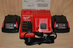 Brand New Milwaukee M12 & M18 Dual Charger plus 2 new M18 Batteries 48-11-1815 - Picture 1 of 1