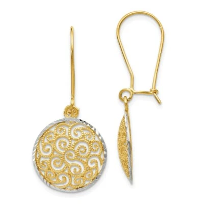 Leslies 14k Yellow Gold Two-tone Filigree Dangle Earrings 143A - Image 1 of 4