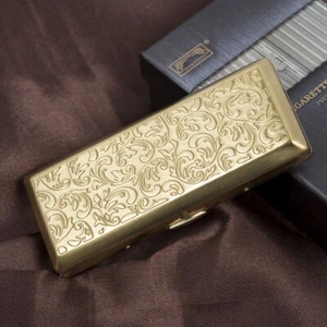 Messing Gold geprägt Arabeske Metall Zigarettenetui für 100er Zigaretten Box - Bild 1 von 11