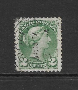CANADA SCOTT 36 USED VF - 1872 2c GREEN ISSUE - QUEEN VICTORIA - Picture 1 of 2