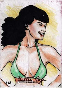 Bettie Page Private Collection Sketch Card by Heubert Khan Michael - Picture 1 of 1