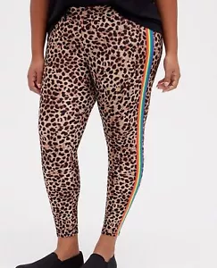 Torrid Leopard Print Rainbow Striped Silky Stretchy Leggings Plus size 3X - Picture 1 of 5