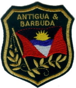 50 Pcs ANTIGUA - BARBUDA Flag in shield Embroidered Patches 3.25"x2.75" iron-on - Picture 1 of 1