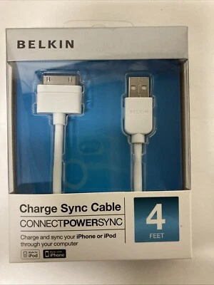 Charge Sync Cable Old Type Apple iPhone iPod USB 2.0 4ft 3G 4G Touch Nano - Image 1 of 4