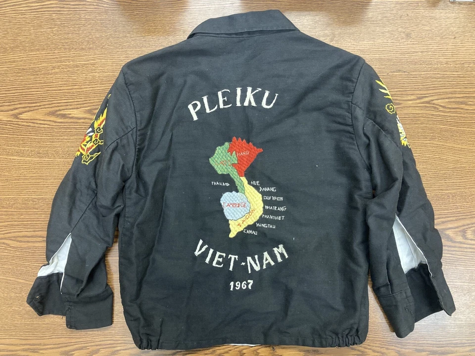 Vintage ORIGINAL Kids 1967 PLEIKU Vietnam Souvenir Tour Jacket - Known History - Image 1 of 4