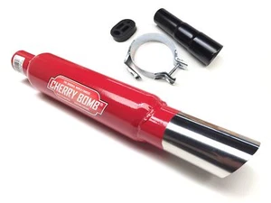 1x Cherry Bomb Slash Cut Red 3.5" Rear Silencer + Mtg + Bracket + Reducer - Picture 1 of 1