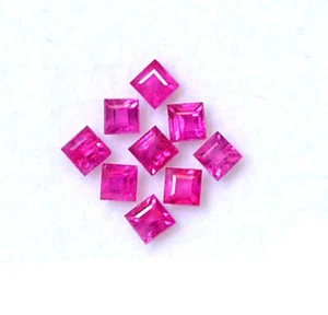 Lotto taglio quadrato rubino naturale 2x2 mm 09 pezzi 0,54 CTS pietre preziose sfaccettate - Foto 1 di 6
