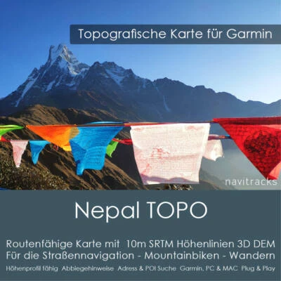 Nepal Garmin Topo GPS Karte 4GB microSD Garmin Navi, PC & MAC - Bild 1 von 4