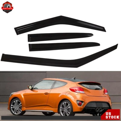 For Hyundai Veloster 2011-2017 Window Visors Smoke Sun Rain Vent Guards Shade - Image 1 of 4